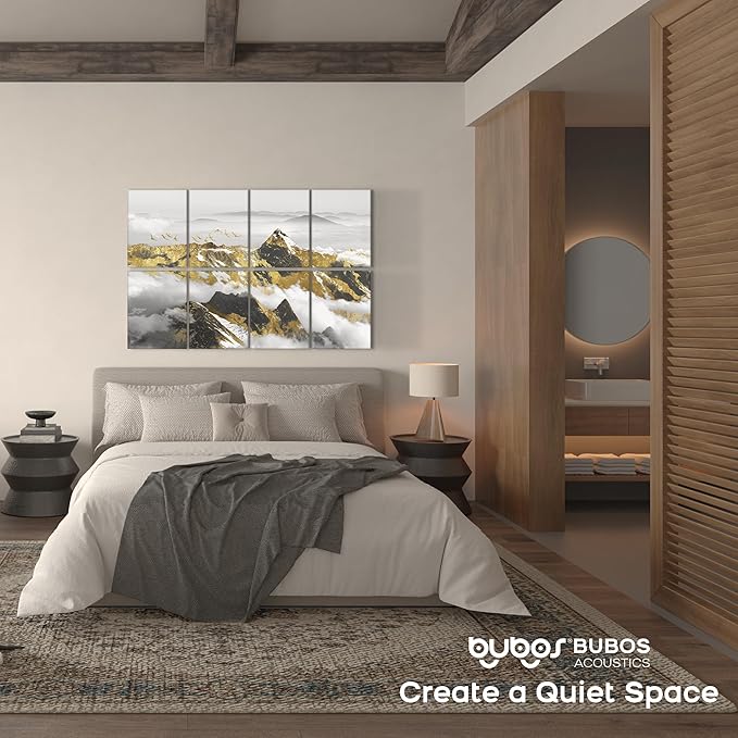 BUBOS 8 Pack Art Acoustic Panels Soundproof Wall Panel,47.2X31.4 Inches Sound Absorbing Panel,Self-Adhesive Decorative Acoustical Wall Panels, Acoustic Treatment for Ceiling Home Office (Mountain)