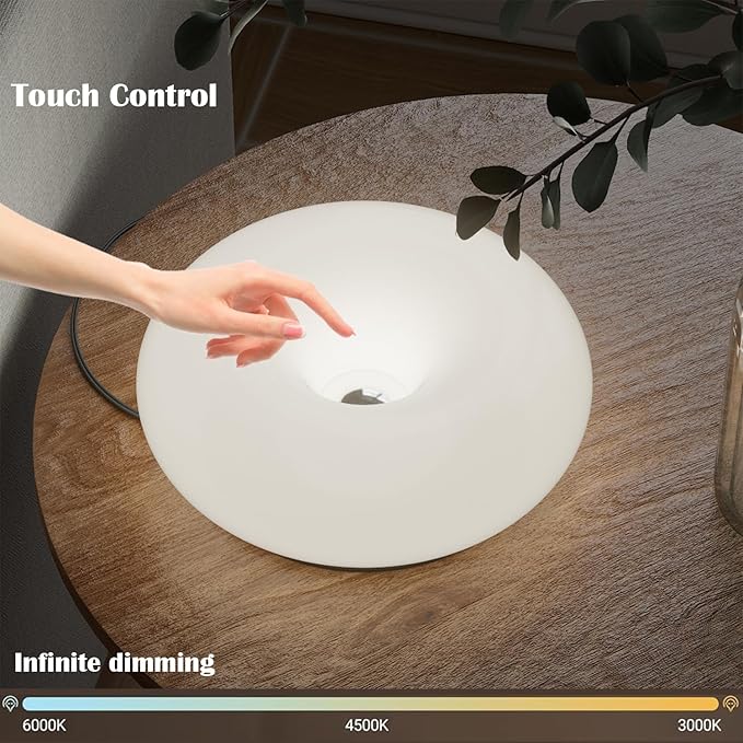 Creative Design White Donut Lamps, Plug-in Wall Sconse Or Table Lamp Dual Use Atmosphere Lamp, Modern Infinitely Dimmable White Wall Lamp Desk Light for Corridor, Bedsided Or Warm Decoration