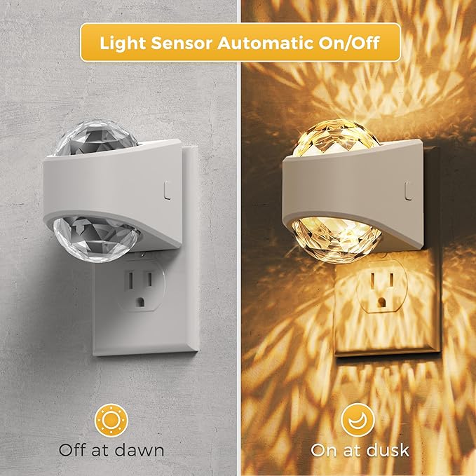 L LOHAS LED Projector Night Light, 2Pack Night Lights Plug into Wall with Dusk to Dawn Sensor,3000K Soft White Projector Nightlight for Kids Playroom Home Theater Party