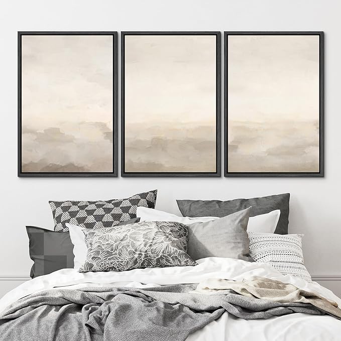 MUDECOR Framed Canvas Print Wall Art Abstract Prints Minimalist Modern Art Neutral Home Decor for Bedroom - 24"x36"x3 Black