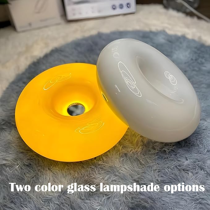 Creative Design White Donut Lamps, Plug-in Wall Sconse Or Table Lamp Dual Use Atmosphere Lamp, Modern Infinitely Dimmable White Wall Lamp Desk Light for Corridor, Bedsided Or Warm Decoration