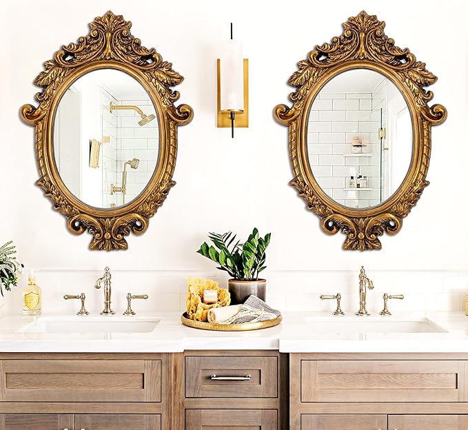 Large Antique Mirror, 28'' x 38'' Ornate Vinatge Gold Mirror with Baroque Framed, Decorative Mirrors for Living Room Dining Room Bedroom Entryway Fireplace