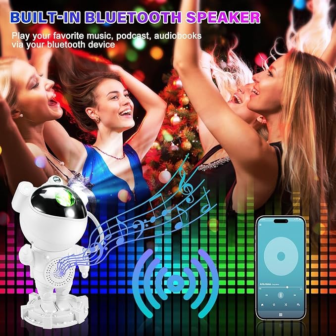 LUXONIC Star Astronaut Projector Light with Bluetooth Speaker, Galaxy Moon Nebula Ceiling Night Light, Remote Control,Gift for Adults for Bedroom, Christmas, Birthdays, Valentine's Day