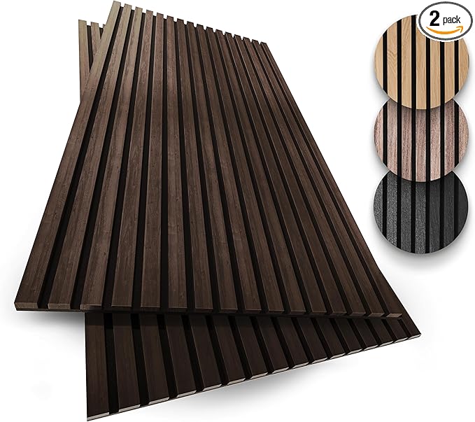 2-Pack Wood Panels for Wall - Acoustic Wood Slat Wall Panels, Soundproof Wooden Paneling for Interior Decor