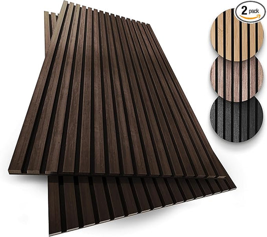 2-Pack Wood Panels for Wall - Acoustic Wood Slat Wall Panels, Soundproof Wooden Paneling for Interior Decor