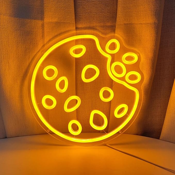 Neon LED Cookie Sign for Wall Decor - 11.8" x 11.8" - Perfect for Shop, Restaurant, Home Kitchen