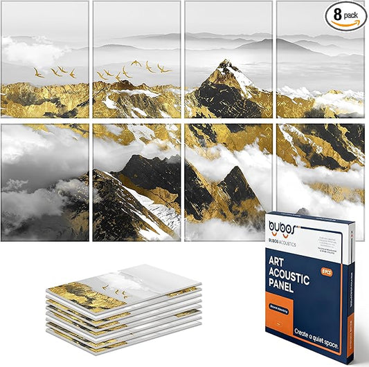 BUBOS 8 Pack Art Acoustic Panels Soundproof Wall Panel,47.2X31.4 Inches Sound Absorbing Panel,Self-Adhesive Decorative Acoustical Wall Panels, Acoustic Treatment for Ceiling Home Office (Mountain)