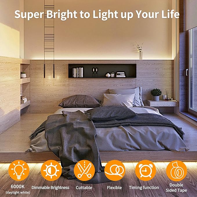 COB LED Strip Lights 32.8ft,3000K DC 24V Dimmable Warm White Flexible LED Rope Lights for Bedroom,with Remote and app Control LED Lights Strip for Living Room, Shelf, Cabinet