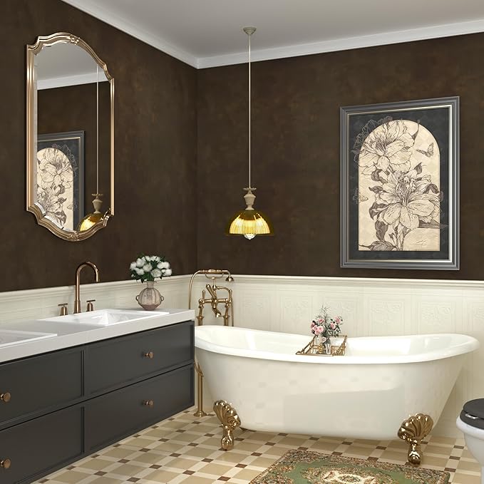 BAYYA Dark Brown Concrete Wallpaper Peel and Stick Wall Paper Industrial Charcoal Wallpaper Metallic Rusty Vintage Vinyl Cement Contact Paper Wall Covering for Basement Bathroom Bedroom 31.5"x394"