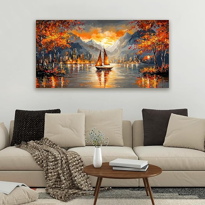 Canvas Wall Art Decor Wall Art Picture for Living Room Canvas Art Wall Decor Modern Landscape Wall Art Prints Botanical Coastal Wall Art Decorations City Artwork for Walls Office Home Decor 20" X 40"