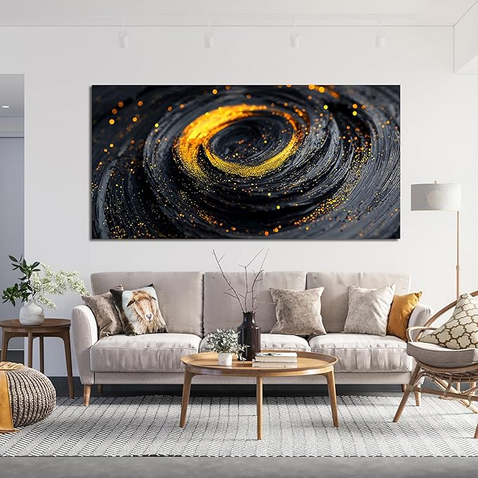 Abstract Wall Art Decor Wall Art Pictures for Living Room Abstract Canvas Art Wall Decor Large Black Gold Wall Art Prints Modern Wall Art Decorations Artwork for Walls Office Home Decor 24"X48"