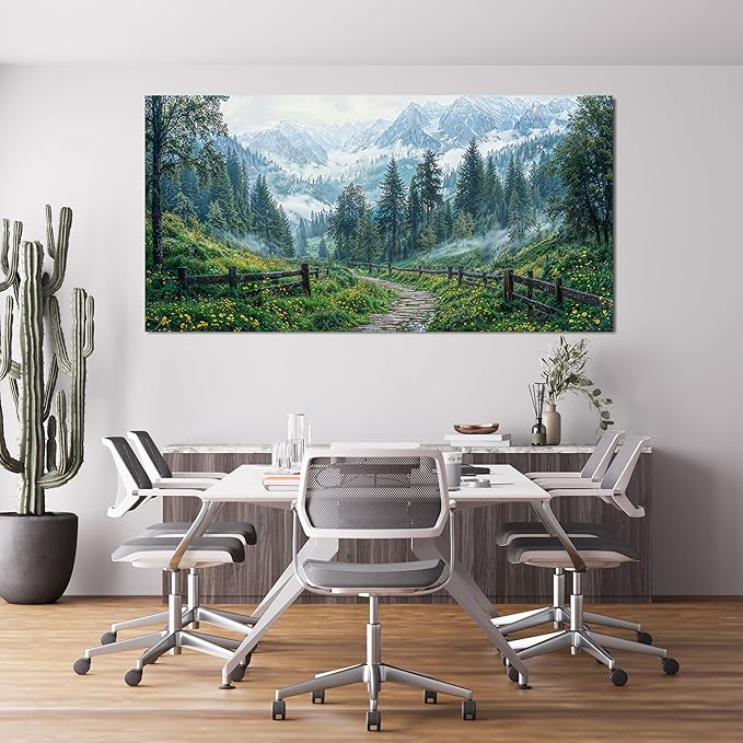 Canvas Wall Art Decor Canvas Art Wall Decor Modern Large Landscape Wall Art Wall Art Pictures for Living Room Large Artwork for Walls Green Forest Wall Art Prints Bedroom Office Decor 29" X 58"