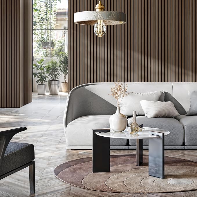 2 Pack – 94” x 12.6” 3D Acoustic Slat Wood Wall Panels | Soundproof Decorative Wall & Ceiling Panels | Modern Noise-Reducing Acoustic Paneling for Home, Office & Studio (Driftwood)