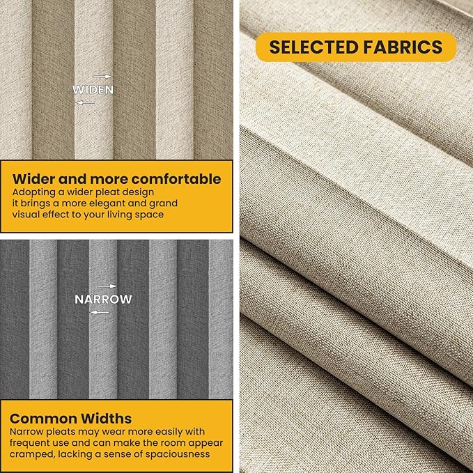 100% Blackout Room Divider Curtains Ceiling Curtain Track Sets Flexible Track Curtain Extra Wide (Beige, W180 x L108, 1 Pack)