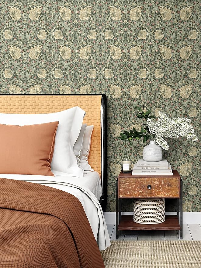 NextWall Pimpernel Floral Peel and Stick Wallpaper (Gardenia & Sage)