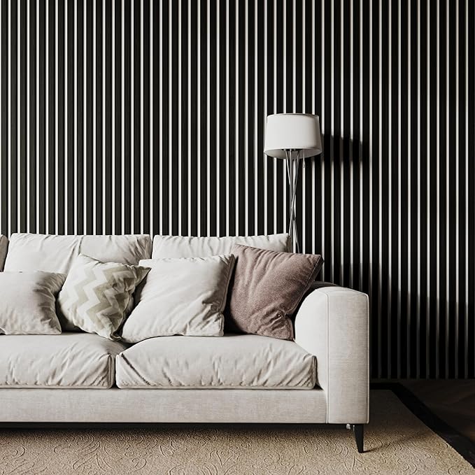 94" x 12.6" 3D Acoustic Slat Wood Wall Panels | Modern Sound-Dampening & Eco-Friendly Design (2-Piece Set) (Mocha Ash)