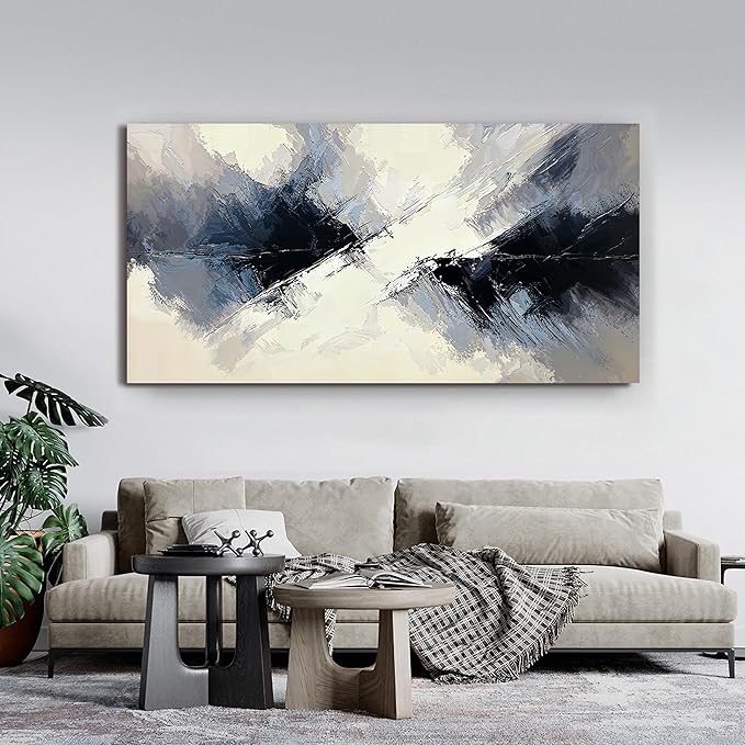 Large Canvas Wall Art Decor Abstract Canvas Art Wall Decor Large Black and White Abstract Wall Art Wall Art Pictures for Living Room Modern Minimalist Wall Art Prints Bedroom Office Decor 29" X 58"