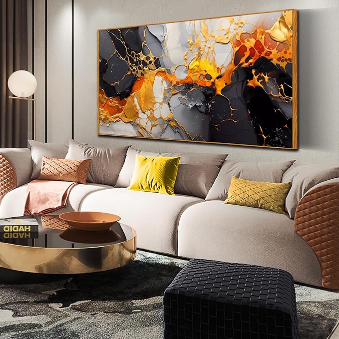 Canvas Abstract Wall-Art for Office - Black and White Pictures for Wall - Framed Prints for Wall Decor Living Room Bedroom 29" x 59"