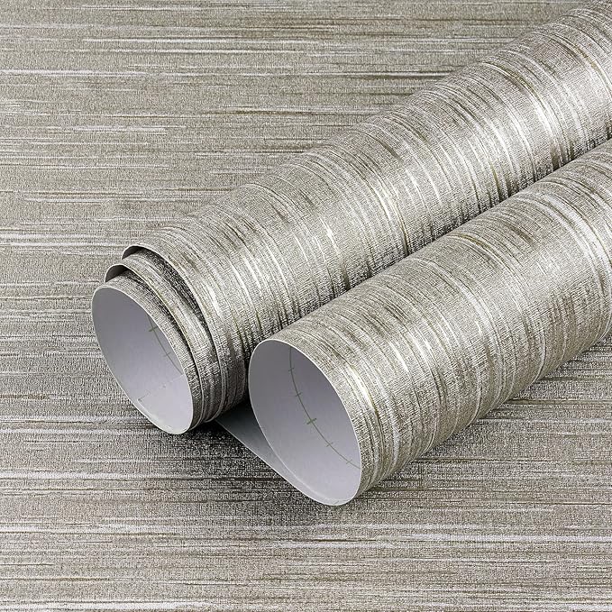 LACHEERY Taupe Grasscloth Wallpaper Textured Peel and Stick Fabric Wallpaper Textured Contact Paper for Cabinets and Drawers Waterproof Removable Grass Cloth Faux Linen Wall Paper for Walls 15.8"x80"