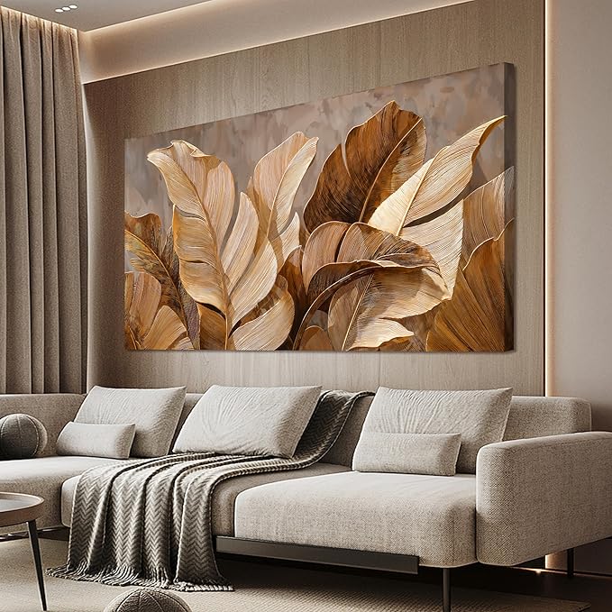 Canvas Wall Art Decor Wall Art Pictures for Living Room Large Botanical Wall Art paintings Artwork for Wall Decor Brown Modern Wall Art Decor Artwork for walls Bedroom Office Wall Decor 24" X 48"
