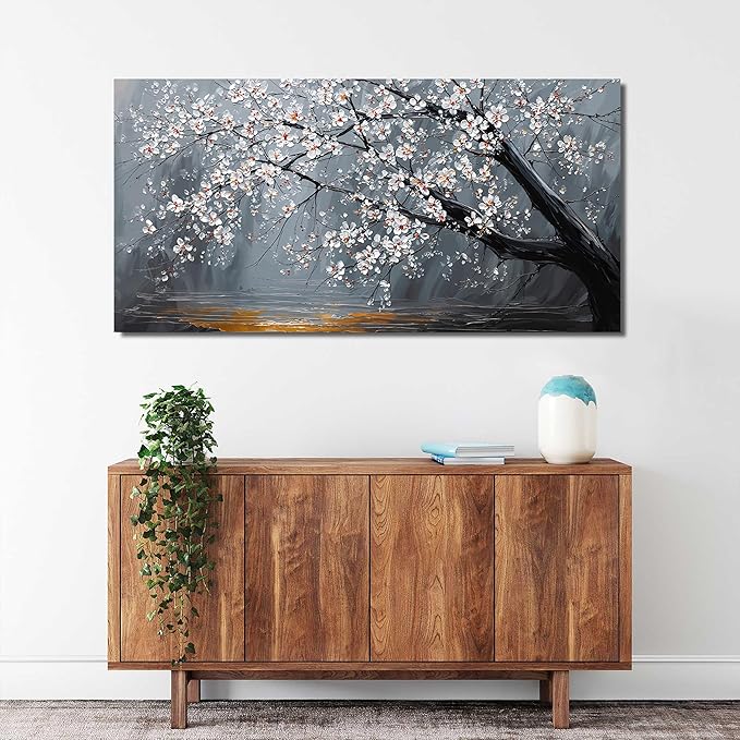 Canvas Wall Art Decor Modern Botanical Wall Art Prints Art Work For Flower Wall Decor Black And White Floral Wall Art Pictures For Living Room Bedroom Office Decor 20"X 40" Artwork For Walls