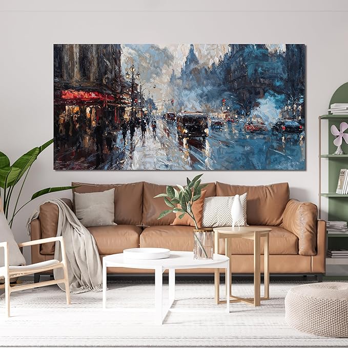Canvas Wall Art Decor Large Wall Art Pictures for Living Room Abstract Canvas Art Wall Decor Artwork for Walls City Corner Wall Art Prints Wall Decorations Bedroom Home Aesthetic Wall Art Decor 24" X 48"