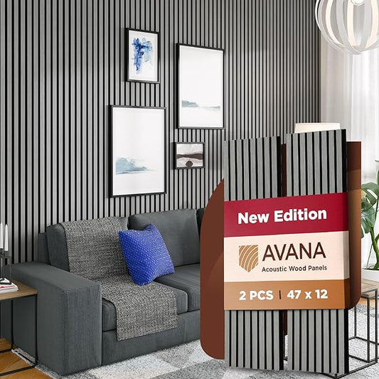 Avana Acoustic Wood Wall Panels – 47.2 X 12.6 Inch Gray Oak Acoustic Panels 2 PCs – Modern Wall Panels For Interior Wall Decor For Homes, Offices, Studios – Sturdy And Durable Wood Panels For Wall