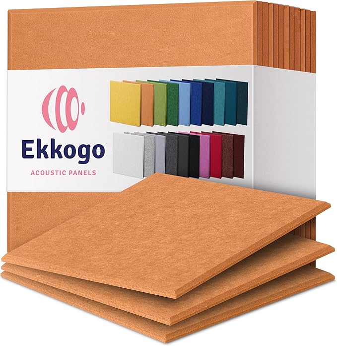 Acoustic Panels 12-Pack Soundproof Wall 12"X12"X0.4" - High Density Sound Dampening [70'S Orange Square]