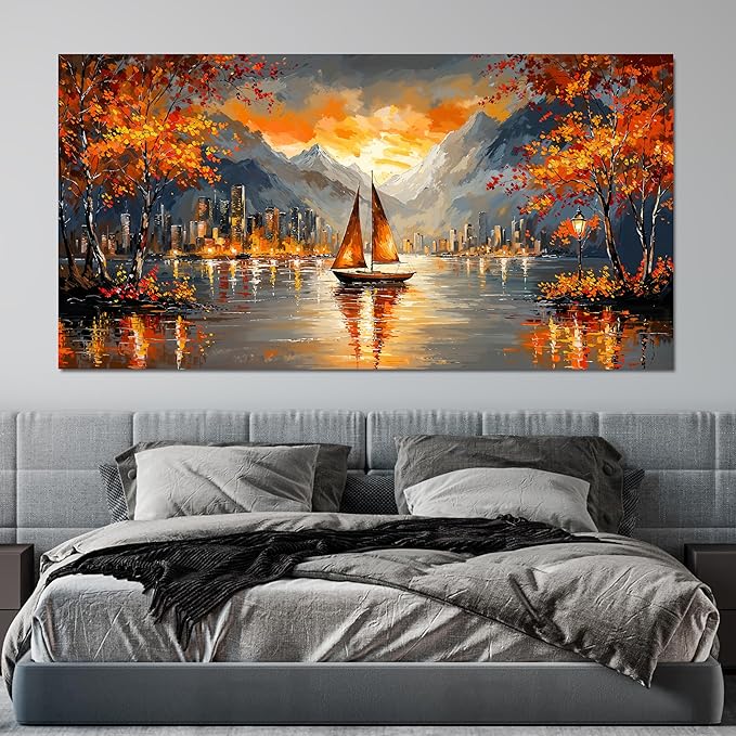 Canvas Oversized Wall Art Decor Wall Art Picture for Living Room Canvas Art Wall Decor Modern Landscape Wall Art Prints Large Coastal Wall Art Artwork for Walls Bedroom Office Home Decor 29" X 58"