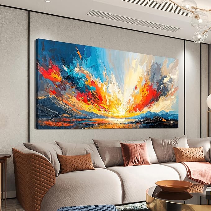 Canvas Wall Art Decor Wall Pictures for Living Room Canvas Art Wall Decor Coastal Landscape Wall Art Decorations Artwork for Walls Modern Colorful Wall Art Prints Bedroom Office Wall Art Decor 20" X 40"