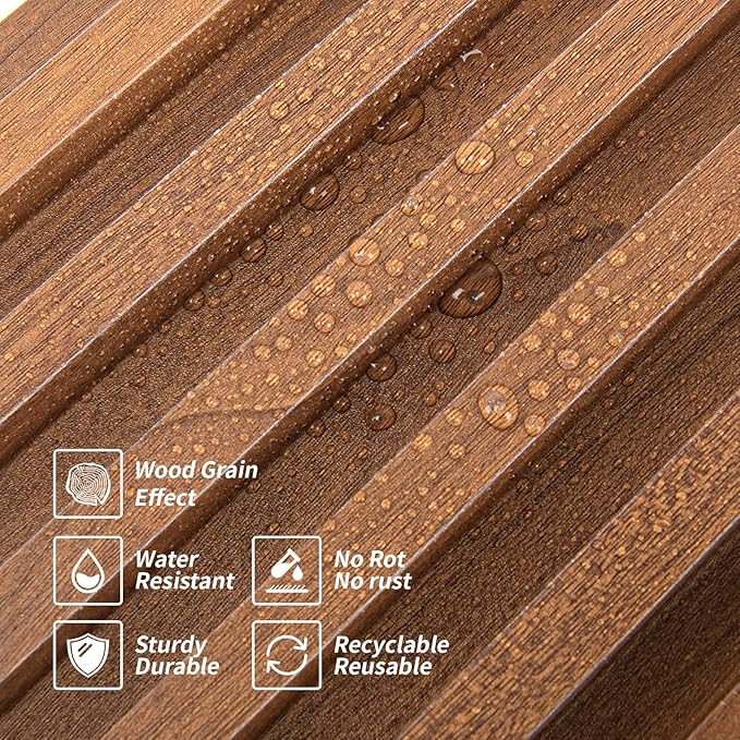 Art3dwallpanels Wood Slat Wall Paneling, 104'' x 6.7'' WPC Soundproof 3D Wall Panels for Interior Wall Decor, 8 Pack Fluted Textured Panel Wall Slats, Teak
