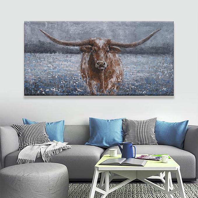 KUPTEU Canvas Wall Art Decor Large Canvas Wall Art For Living Room Highland Cow Wall Art Decor Artwork Oversized Wall Art Prints Wall Decorations for Bedroom Office Kitchen Home Wall Decor 30" x 60"