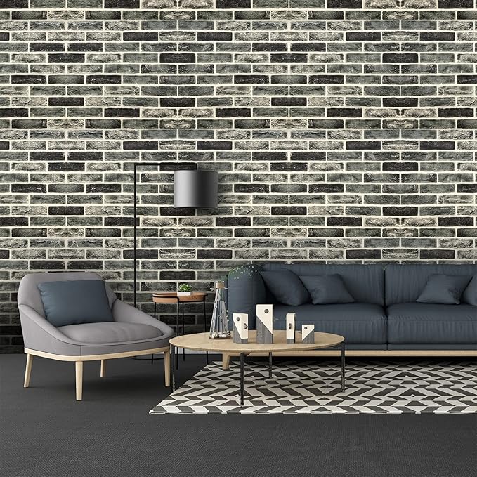 20-Pack 104 Sq.Ft 3D Wall Panels Peel and Stick 3D Faux Brick Wallpaper Peel and Stick Grey Faux Stone Wall Panel Foam Brick Self-Adhesive 3D Wallpaper