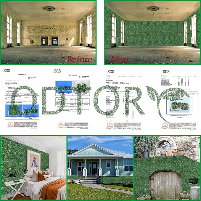 Artificial Boxwood Hedge Wall Panels, 24 X 16 in 12P UV-Anti Faux Greenery Vine Grass Wall Backdrop for Indoor Outdoor Green Plant Wall Decor & Ivy Fence Covering Privacy