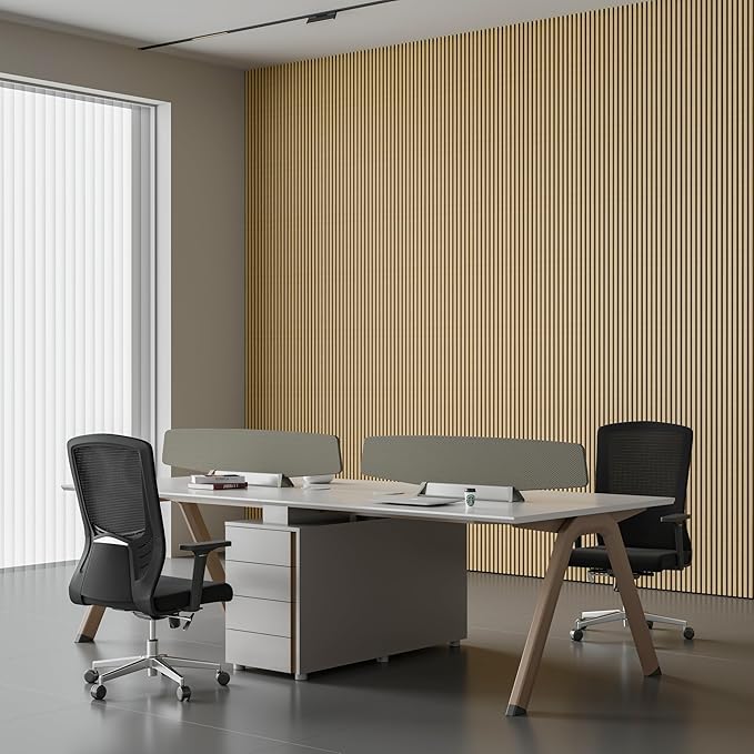 Modern 94” L x 11.25” W Acoustic Slat Wall Panels with End Cap – Wood Sound-Dampening Wall Treatment for Home, Office & Studio – 2-Piece Decorative Noise-Reducing Wall Panel Set (Walnut)