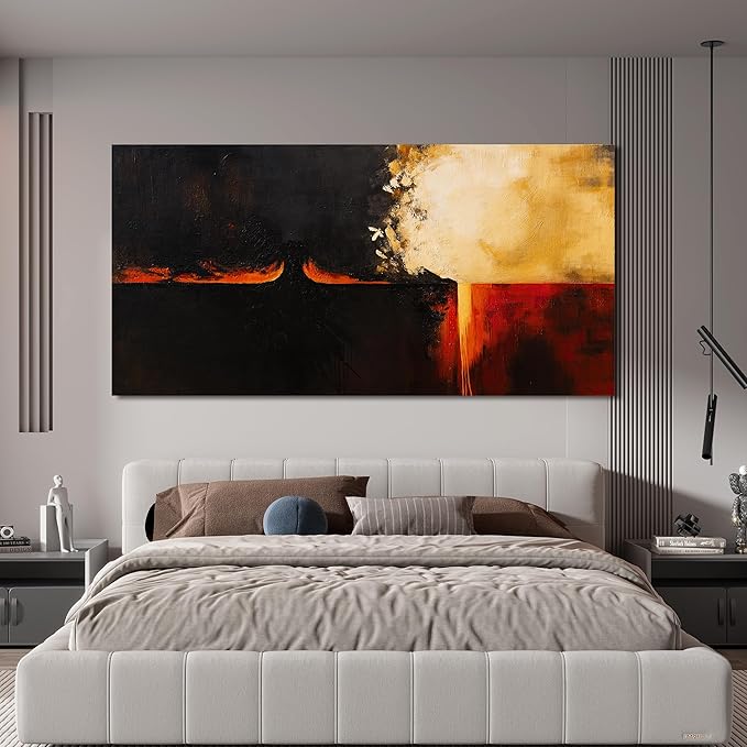 Canvas Wall Art Decor Wall Art Pictures For Living Room Black Red Vintage Wall Art Decor Abstract Art Work Decoration Modern Abstract Wall Art Prints For Bedroom Office Kitchen Wall Decor 24" x 48"