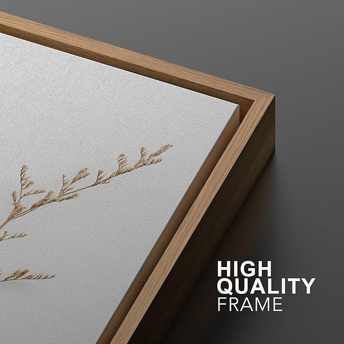 MUDECOR Framed Canvas Print Wall Art Wildflower Floral Botanical Prints Minimalist Wall Art Modern Farmhouse for Bedroom - 16"x24"x3 Natural