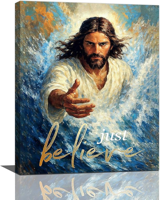 Christ Jesus Wall Art Christian Canvas Wall Decor Religious Bible Pictures Christ Paintings Prints Artwork Framed Divine Mercy Decorations For Church Prayer Room Bathroom Bedroom Living Room Gifts 16" x 20"