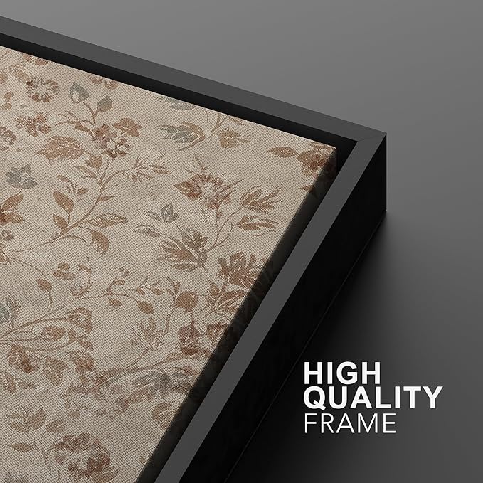 MUDECOR Framed Wall Art Print Set Vintage Floral Botanical in Neutral Tones Illustrations Realism Decorative for Living Room, Bedroom, Office - 16"x24"x3 Black