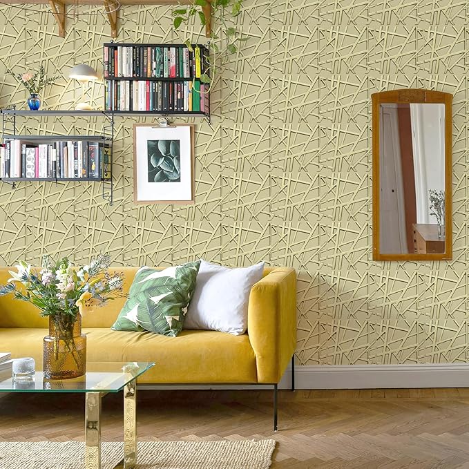 33 Pack 3D Wall Panels for Interior Wall Decor, 12''x12'' Champaign Gold Accent Textured Wall Panels, Wall Covering Panles for Living Room, Gaming Room, TV Background, Cover 32 Sq.Ft