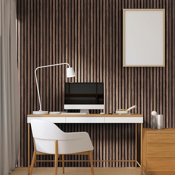 2-Pack Acoustic Wood Slat Panels - Soundproof Wall Paneling for Interior Decor