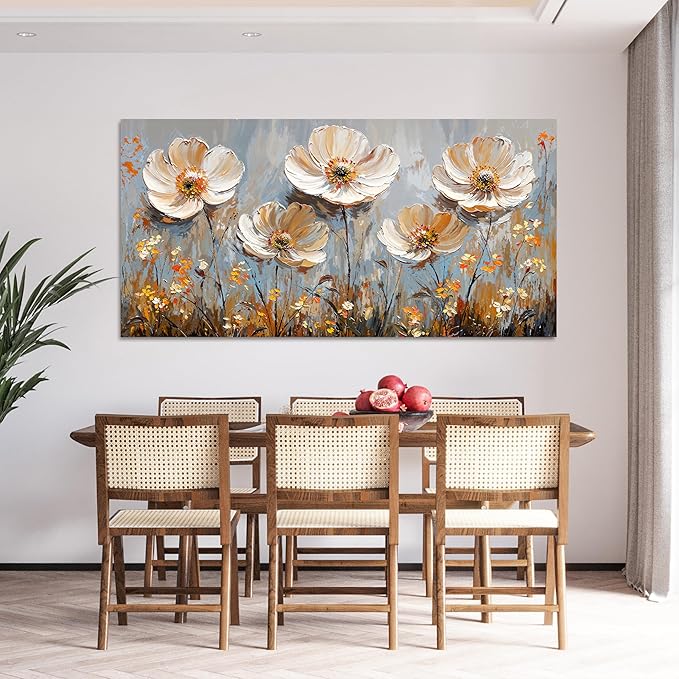 Canvas Wall Art Decor Art Work for Wall Decor Large Vintage Gold Wall Art Prints Wall Art Pictures for Living Room Nature Flower Wall Art Oversized Artwork for Walls Bedroom Office Decor 29" X 58"