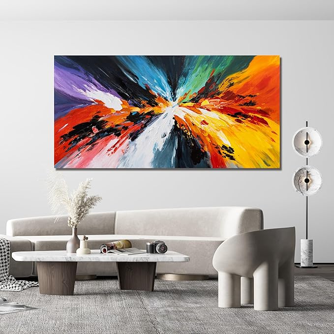 Canvas Wall Art Decor Large Wall Art Pictures For Living Room Black and White Wall Art Decor Canvas Abstract Art Work Colorful Abstract Wall Art Prints For Bedroom Office Kitchen Wall Decor 29" x 58"