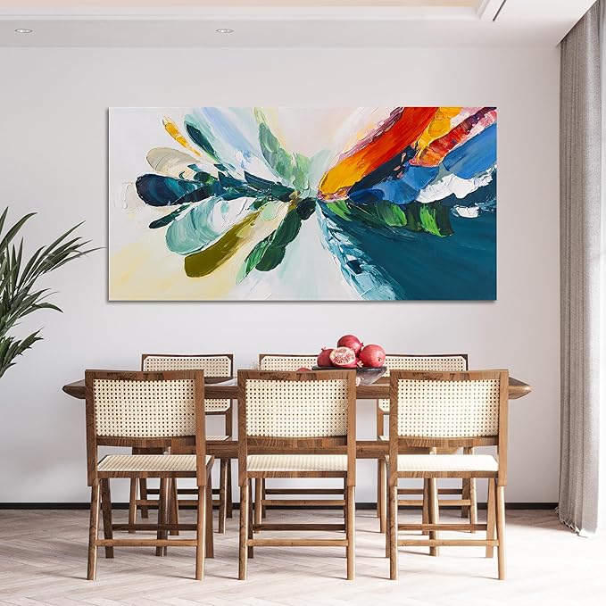 Canvas Wall Art Decor Large Wall Art Pictures For Living Room Blue White Wall Art Decor Canvas Abstract Art Colorful Abstract Wall Art Prints Art Work For Bedroom Office Kitchen Wall Decor 29" x 58"