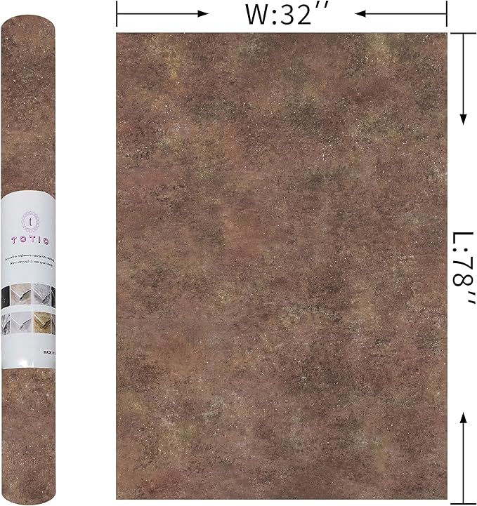 32x78inch Wide Concrete Wallpaper Peel and Stick Retro Brick Red Granite Countertop Contact Paper Brown Stone Wall Paper Matte Thicken Bubble-Free Design Waterproof Self-Adhesive Vinyl Wall Stickers