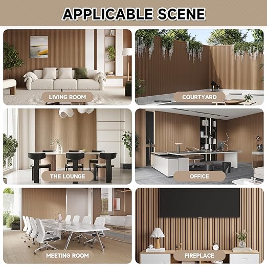 2 Pack Wood Slat Wall Wood Paneling,95 x 8 in Soundpoof Wooden Engineered Wooden Slat Wall Panels,Stylish Acoustic Wall Panels for Interior Walls Decor with Felt Backing,Light Brown