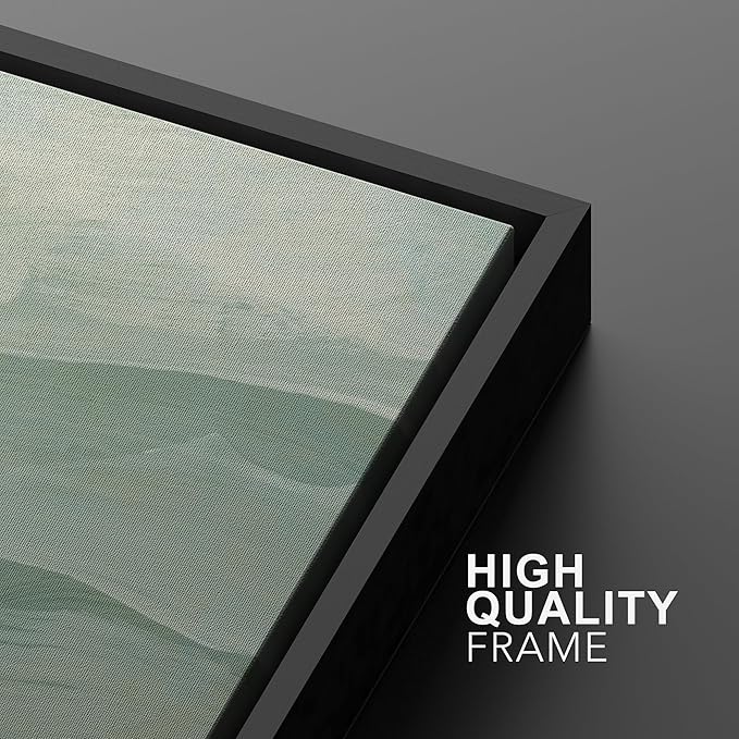 MUDECOR Framed Wall Art Print Set Pastel Waves Blue and White Tones Illustrations Modern Art Boho Decorative Colorful Chic for Living Room, Bedroom, Office - 24"x36"x3 Black