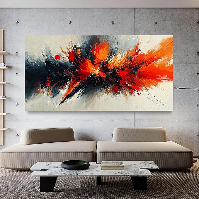 Abstract Canvas Wall Art Decor Large Black and White Wall Art Decor Large Artwork for Walls Wall Pictures for Living Room Modern Abstract Red Wall Art Prints Bedroom Office Wall Decor 29" X 58"