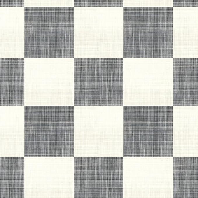 Buffalo Checkered Wallpaper – Modern Minimalist Black and White Plaid Peel and Stick Wallpaper, Self-Adhesive Vinyl for Home Decor, 17.7in x 118in