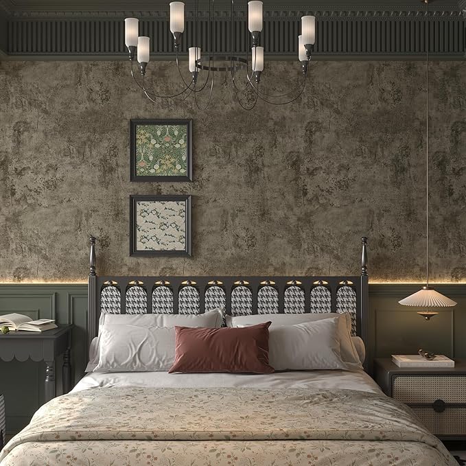 JSEVEM 31"×157" Extra Wide Thick Light Brown Grey Concrete Wallpaper Peel and Stick Industrial Brown Gray Concrete Cement Contact Paper Vinyl Self Adhesive Tile Stickers for Bedroom Bathroom Gym Walls